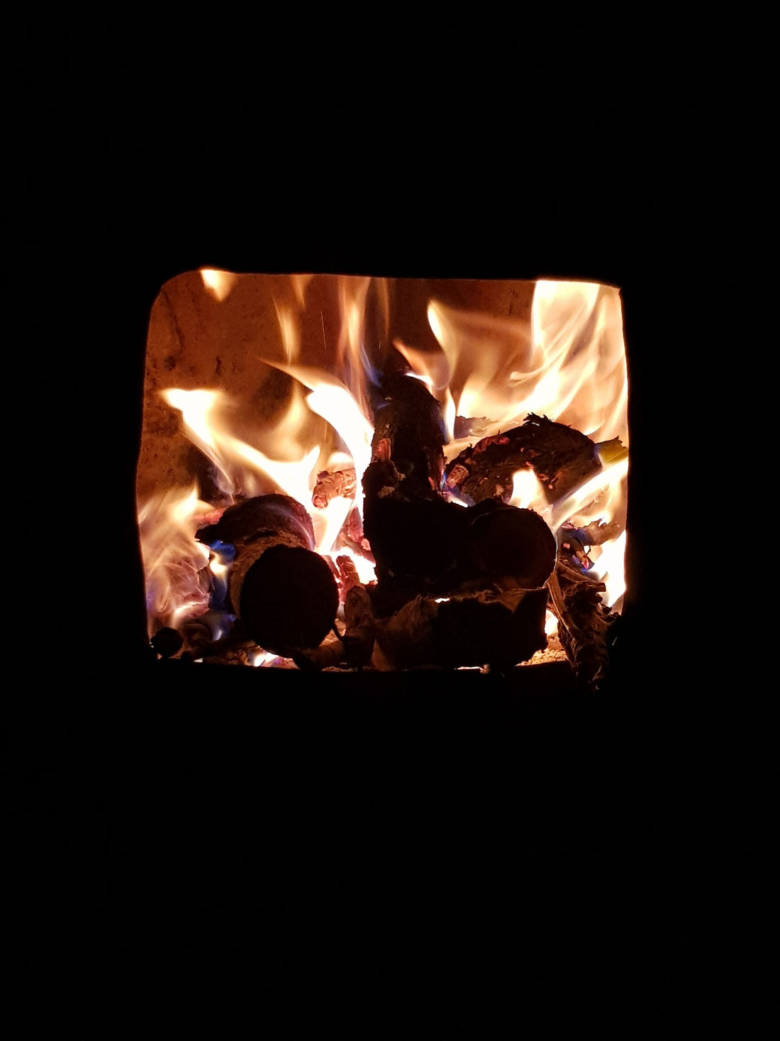 Wood burner glowing hot